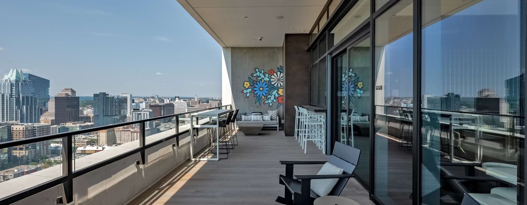 balcony with city views